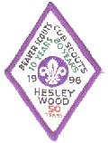 This badge was issued in 1996 to selebrate 10 years of Beaver Scouting 80 years of Scouting and 50 years for Hesley Wood Camp site and South Yorks HQ.